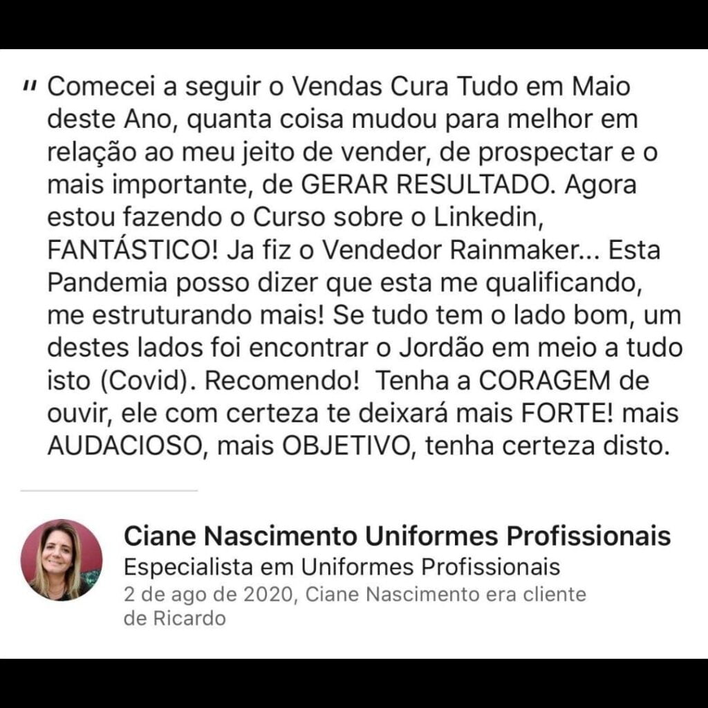 Curso VCT - Vendas Cura Tudo Ricardo Jordão é bom