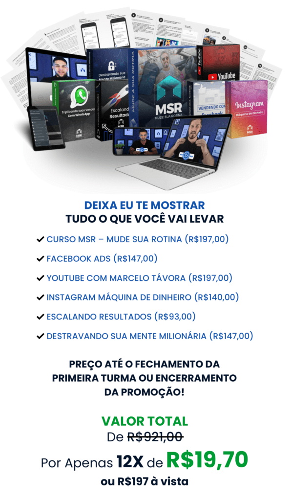 Curso MSR Mude sua Rotina Preço Onde Comprar Site Oficial