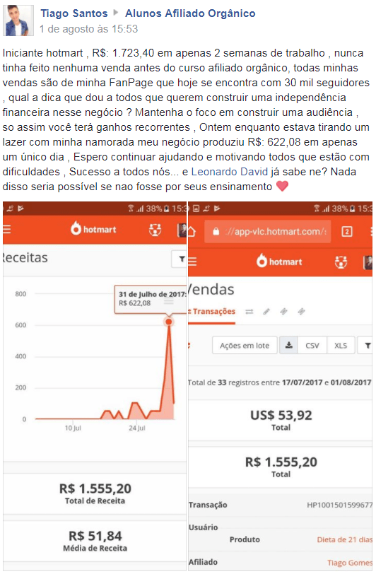 Curso do Leonardo David resultado