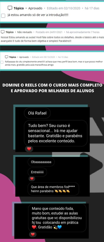 Curso Reels Pro Depoimentos