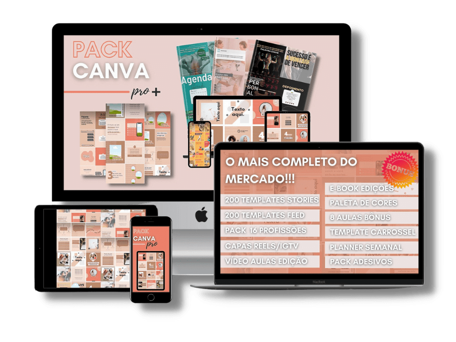 Pack Canva Pro com Mais de 400 Templates Editáveis Pack Profissões + Capas para IGTV Reels