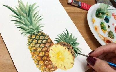 Pintar frutas com aquarela