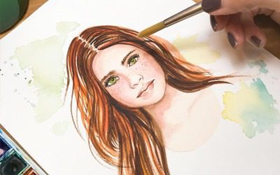Pintar retratos e rostos em aquarela