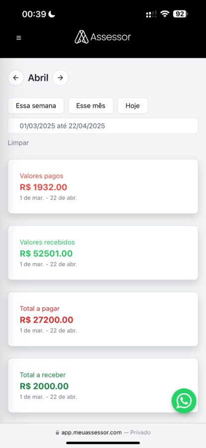Meu Assessor - Plataforma de assessores no WhatsApp